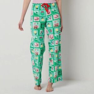 Peanuts Snoopy Holiday Stamps Fleece Pajama Pants Lounge pants Size XL New!